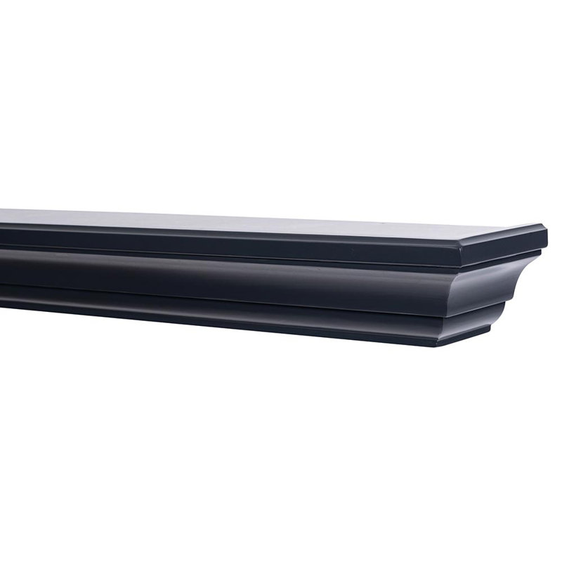 Tablette de cheminée flottante en bois Colton 60 po - Fabriquée en bois de pin - Design traditionnel, Noir, 60 po