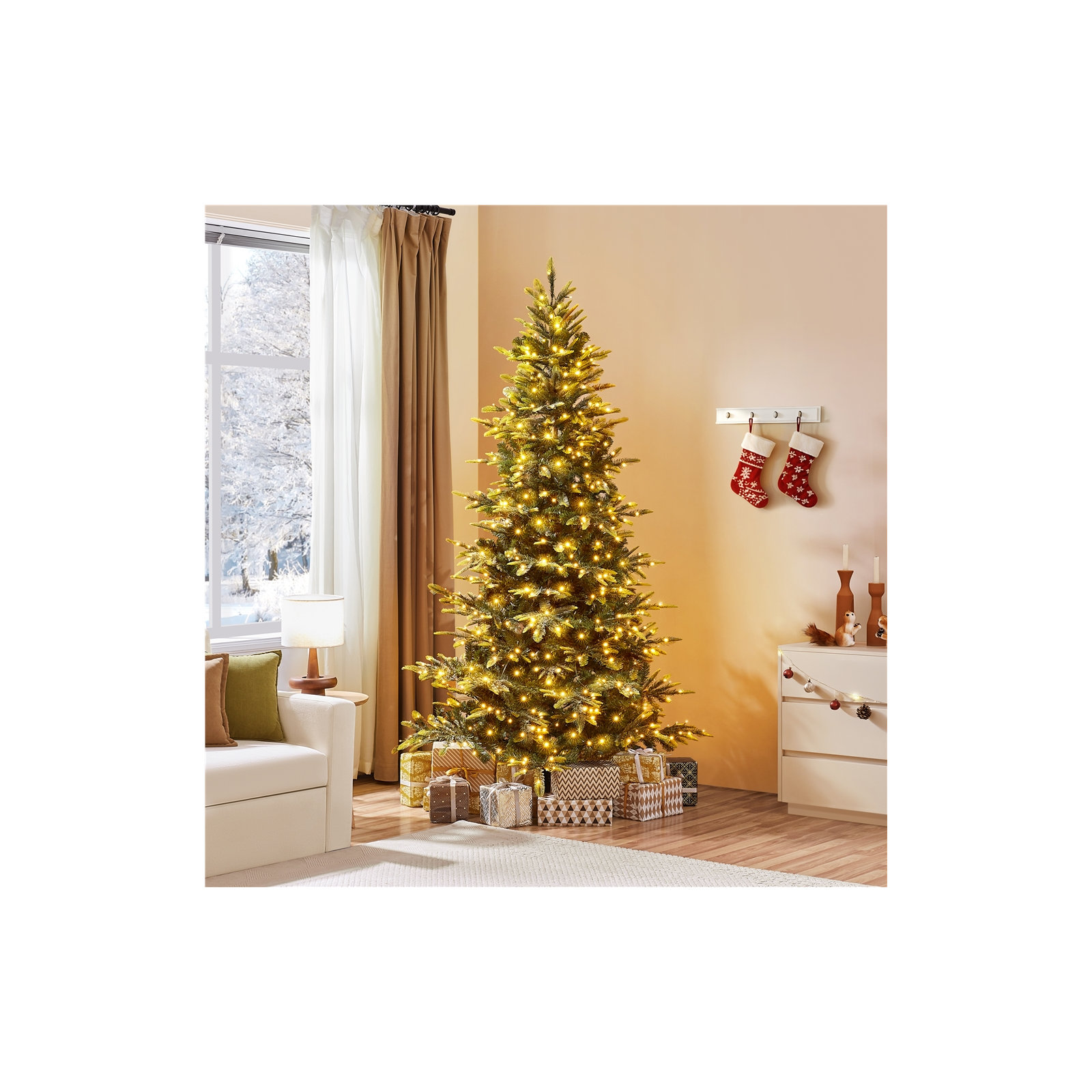 Jahwan Lighted Artificial Fir Christmas Tree, 7.5'