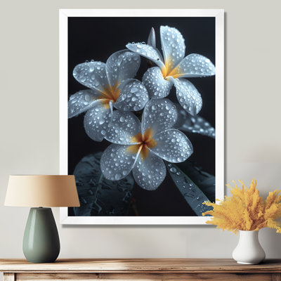 Plumeria jaune et gris élégant - Plumeria - décoration murale