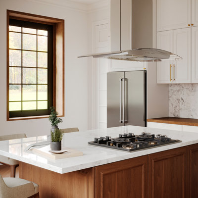 36" 400 CFM Convertible Island Range Hood in Brushed 430 Stainless Steel