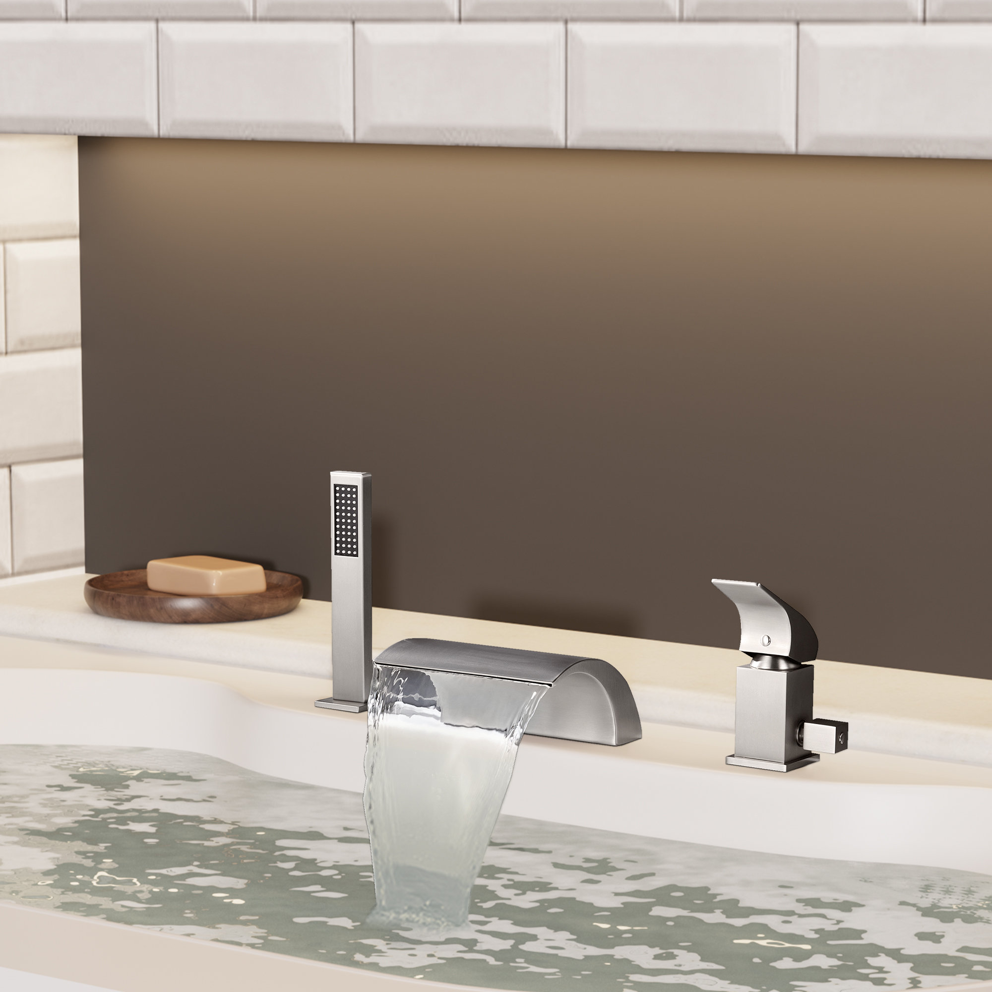 CASAINC Tub Faucets Deck Mounted Tub Spout with Diverter and Handshower   Reviews Wayfair