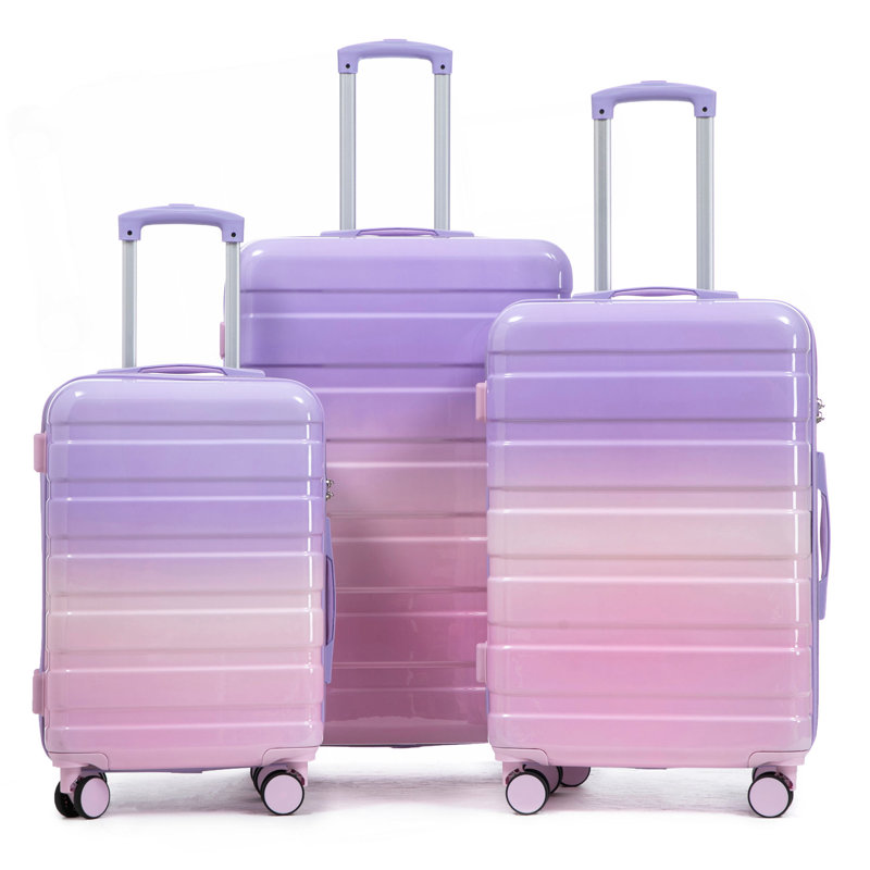 20 po / 24 po / 28 po 3 pièces / ensemble dans une valise à roulettes pivotantes pour PC, valise de transport, avec dégradé de couleurs et serrure à combinaison