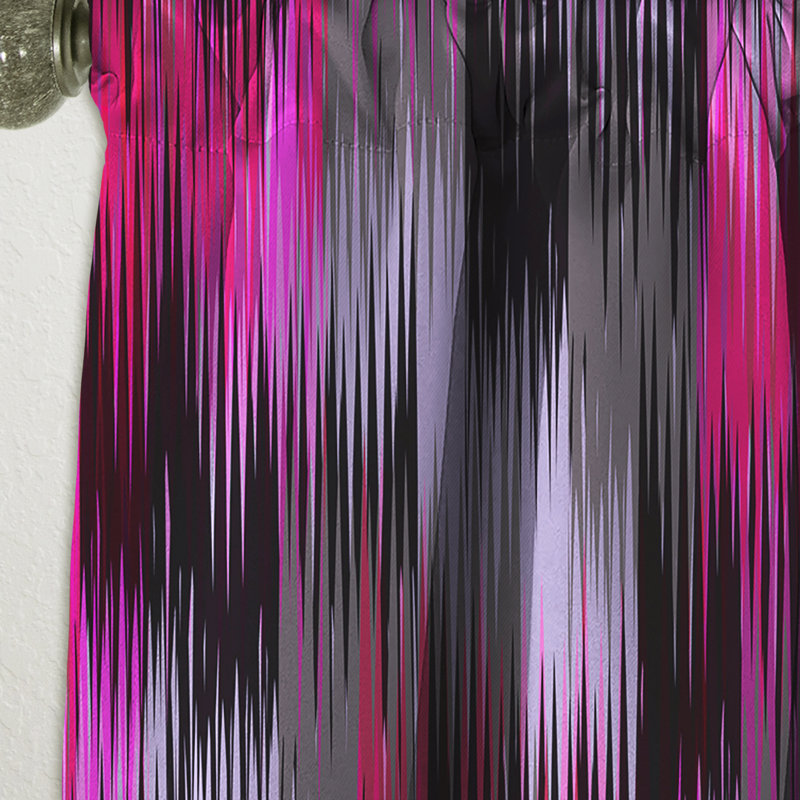 Rideau simple occultant noir et mauve Ikat, L 52 po x L 108 po