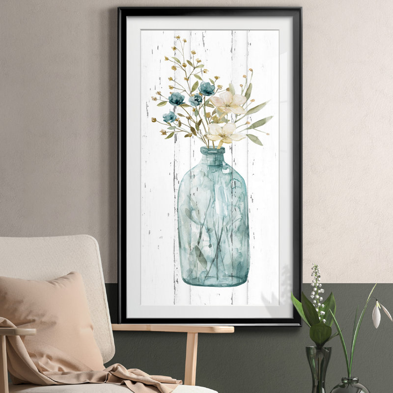 Farmhouse Flower Bouquet I - impression encadrée, H 22,5 po x l 42,5 po x P 1,5 po, Cadre noir