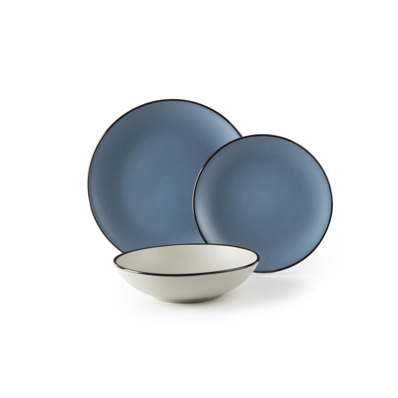 Moon Piece Ceramic Dinnerware Set - Service for 6, Blue