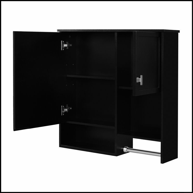 Armoire à pharmacie murale 29 po x 28 po avec miroir et barre à serviettes, solution de rangement compacte pour les salles de bain sans encombrement