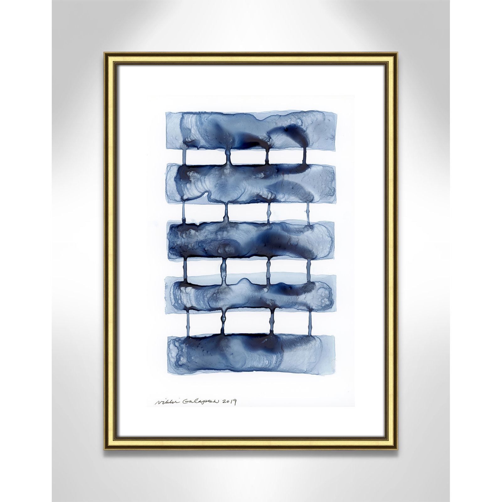 Stitched Together I by Nikki Galapon - Solid Wood Rectangle Print Single Piece Item on Canvas, Gold Framed Paper
