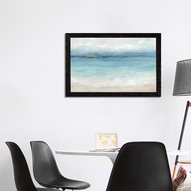Serene Sea Landscape - Painting on Canvas, 101.6 cm H x 66.04 cm W, Black Framed