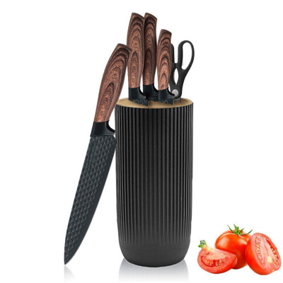 Knife Set, 6-Piece Kitchen Knife Set For Home, Anti-Rust Non-Stick Stainless Steel Sharp Chef Knife Set With Universal Knife Block For Kitchen, Ergono