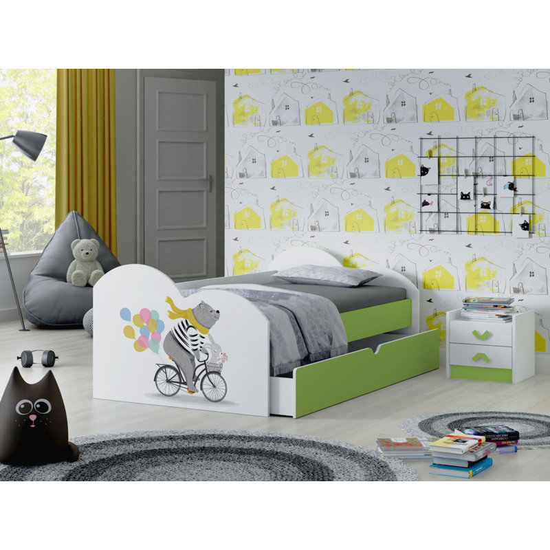 Bendik European Toddler (80 X 160cm) Cabin Bed Themed Beds with Storage Included, Green