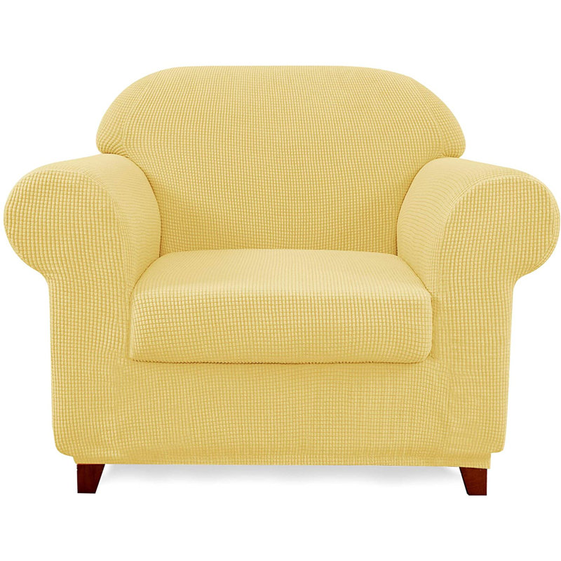 Box Cushion Armchair Slipcover, Light Yellow
