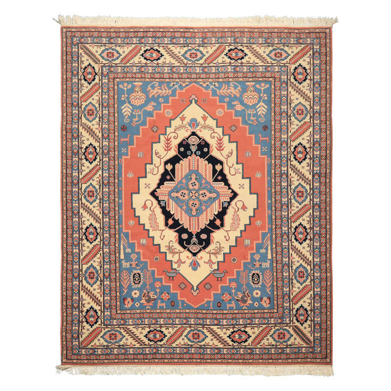 Tapis médaillon traditionnel en laine noué à la main 7 pi 11 po x 10 po x 10 pi