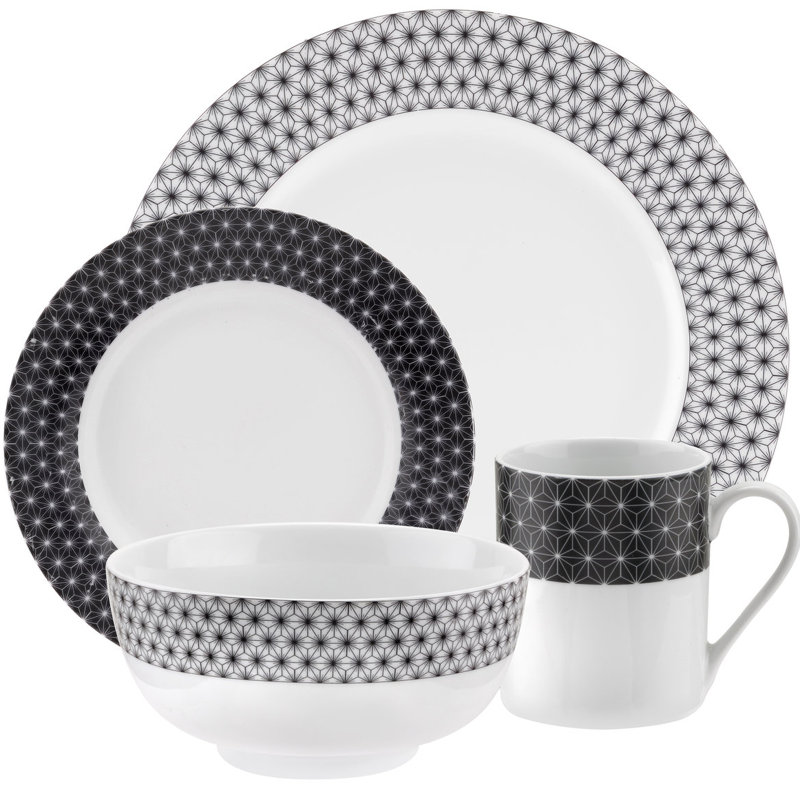 Spode Home Retrospect 16 Piece Dinnerware Set, Service for 4