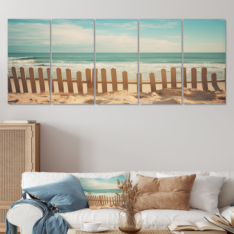 Riendeau - Plage, art mural sur toile 5 pièces, H 28 po x l 60 po