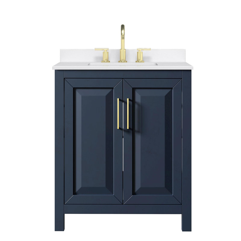 Daria 30'' W Vanity, Brushed Gold, Blue, White Quartz