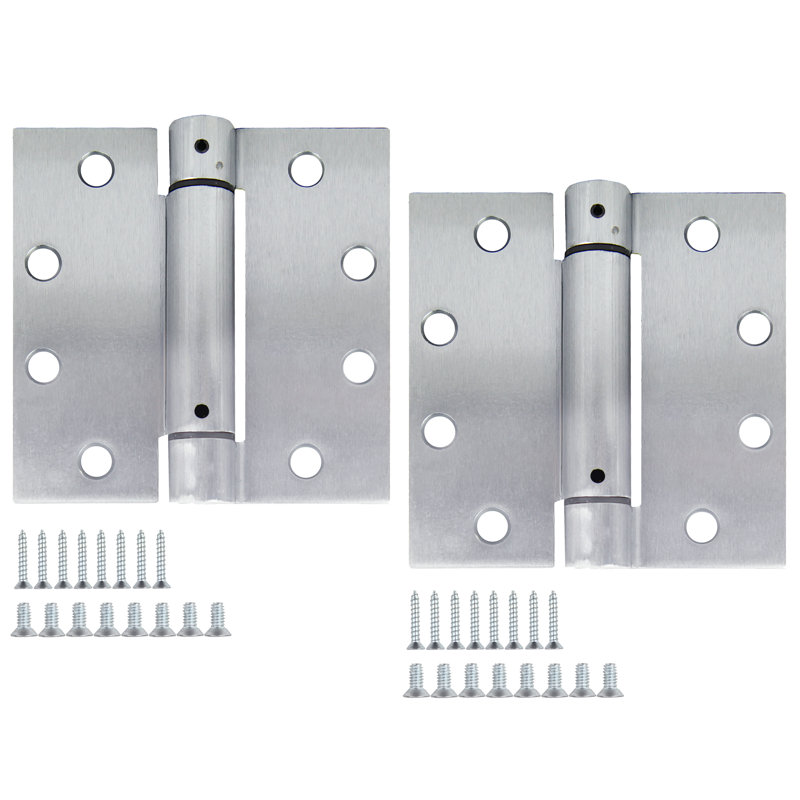 Charnière à fermeture automatique, 4,5 po, carré, paquet de 2, Chrome