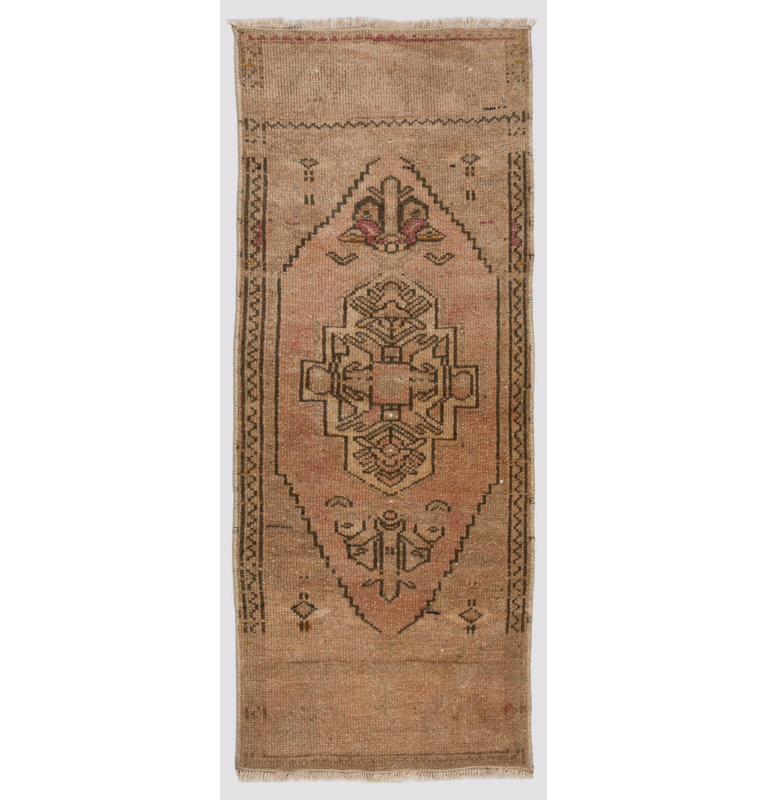 Petit tapis de porte en laine noué à la main. Tapis décoratif rétro Anatolian