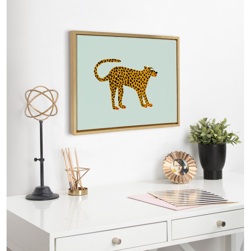 Glam Cheetah Gold Framed Canvas Wall Art