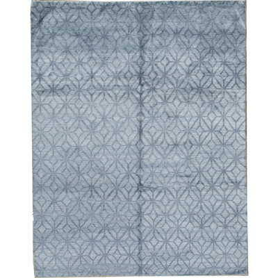 Tapis bleu foncé noué à la main de haute qualité