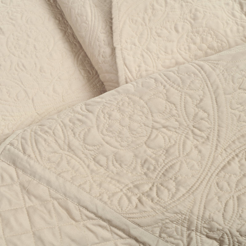 Microfiber 3 Piece Coverlet / Bedspread Set, King Coverlet/Bedspread + 2 King Shams, Neutral