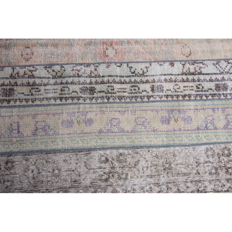 Vintage Distressed Oushak Turkish Rug in Green - Antique Patchwork Design for Home Decor