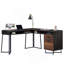 Bureau en L, finition noyer foncé