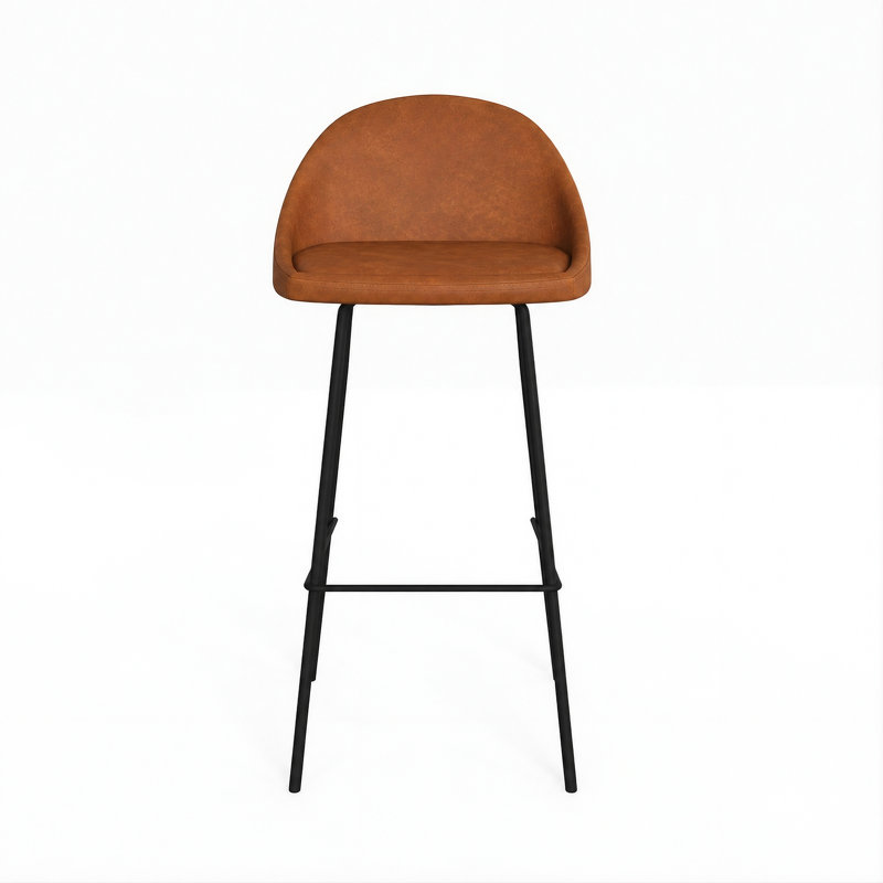 Holmes Vegan Leather Bar & Counter Stool, Bar Stool (29.5" Seat Height), Saddle Tan Vegan Leather