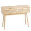 Console en rotin avec 2 tiroirs de rangement, table d'entrée en rotin avec porte coulissante en rotin naturel, table console pour salon, bureau, entrée ou mur de télévision