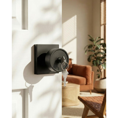 Poignée de porte d'entrée noire avec serrure et clé, en alliage de zinc noir mat, pour porte d'entrée, lot de 1