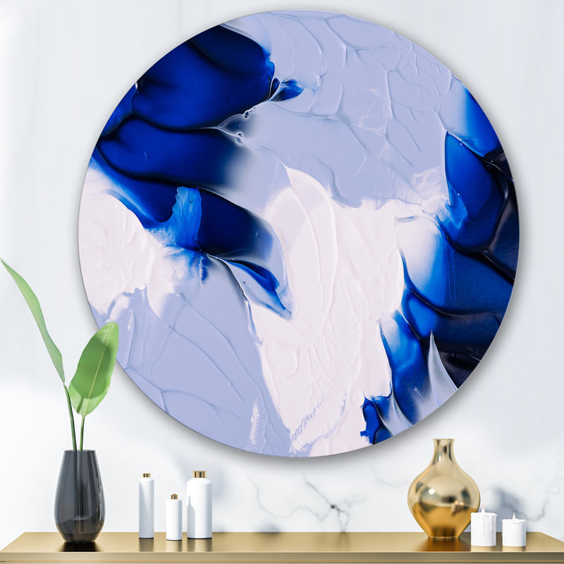 " Abstract Blue Grey And White Waves " Painting Print, 36" H x36" W x 1" D