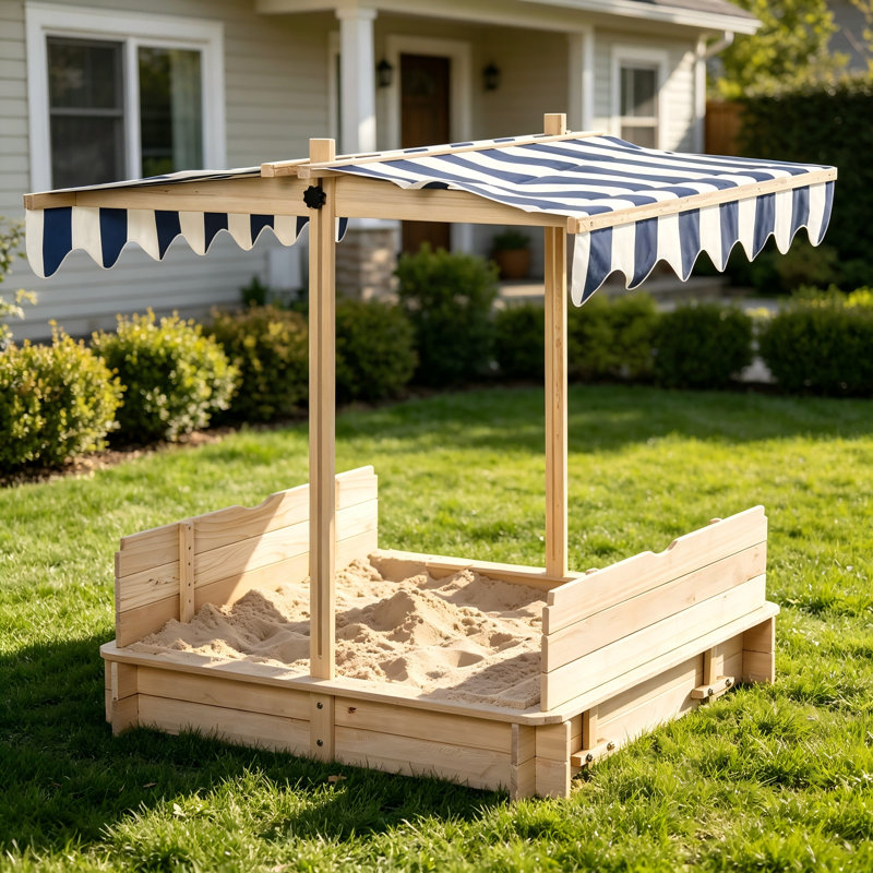 Bac à sable pour enfants en bois avec couvercle Outsunny