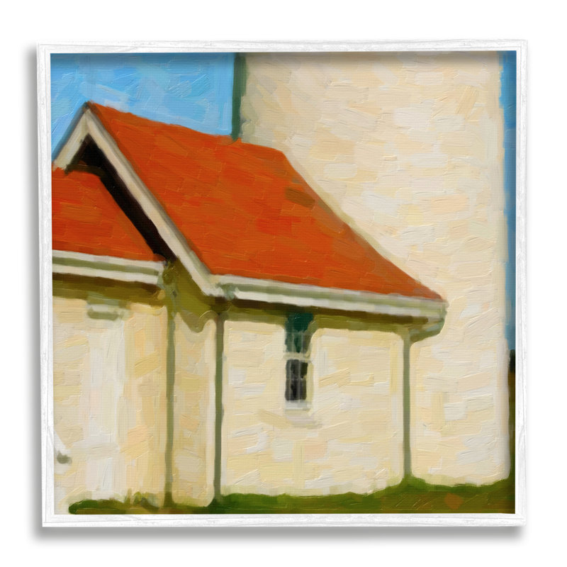 Gros plan sur le phare de l'océan, H 17 po x l 17 po x P 1,5 po, Giclée encadrée blanc bord de mer