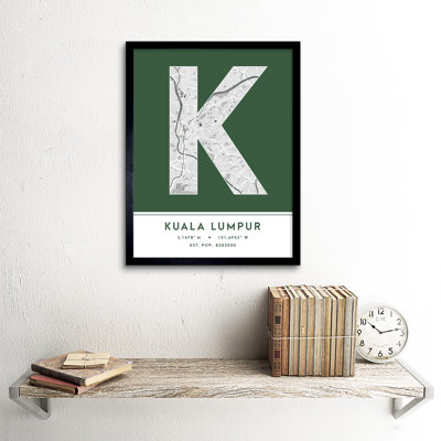 Kuala Lumpur City Map Kuala Lumpur Malaysia City Map Green - Single Picture Frame Typography
