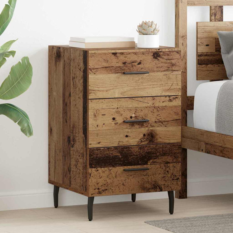 40cm W Manufactured Wood Bedside Table, Old Wood