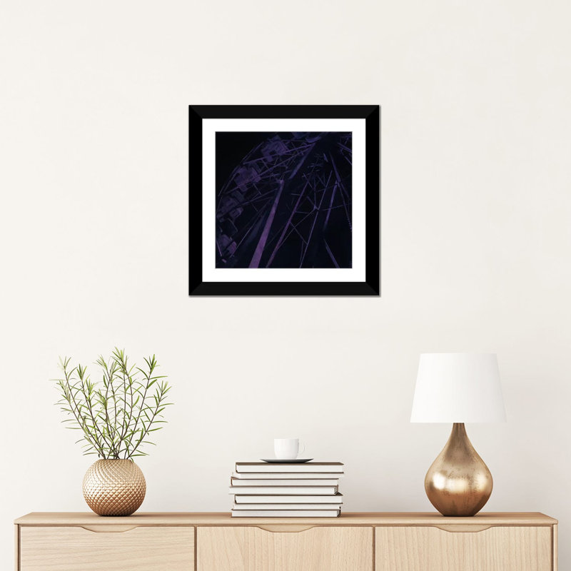 « fun forest night », impression sur toile tendue, H 16 po x l 16 po x P 1 po, Papier d'art encadré noir, Blanc