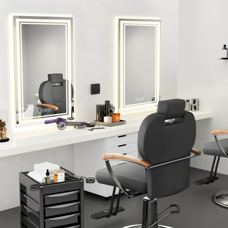 Miroir de meuble-lavabo 40 po x 24 po avec fonction, Hd 5 mm, 3 couleurs à intensité variable, Cri90 +, mémoire avant et arrière fixé au mur 24 po, 5 minutes, réglable, éclairé