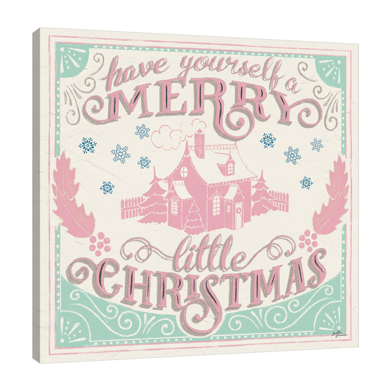 «Merry Little Christmas V Vintage» par Janelle Penner, art textuel sur toile tendue, H 36 po x l 36 po x P 1,5 po