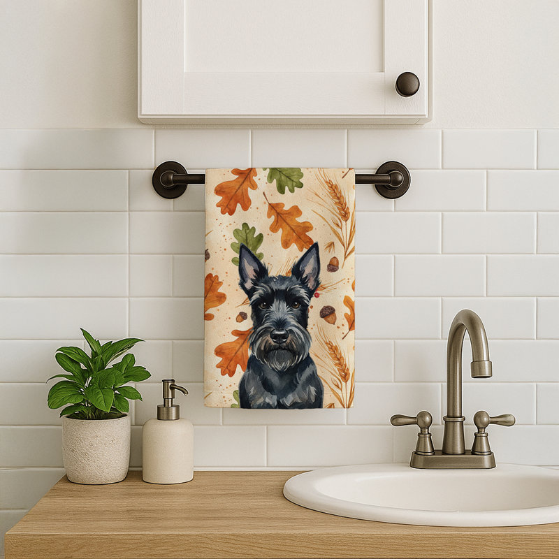 Scottish Terrier Heirloom Fall Kitchen Towel, Scottish Terrier