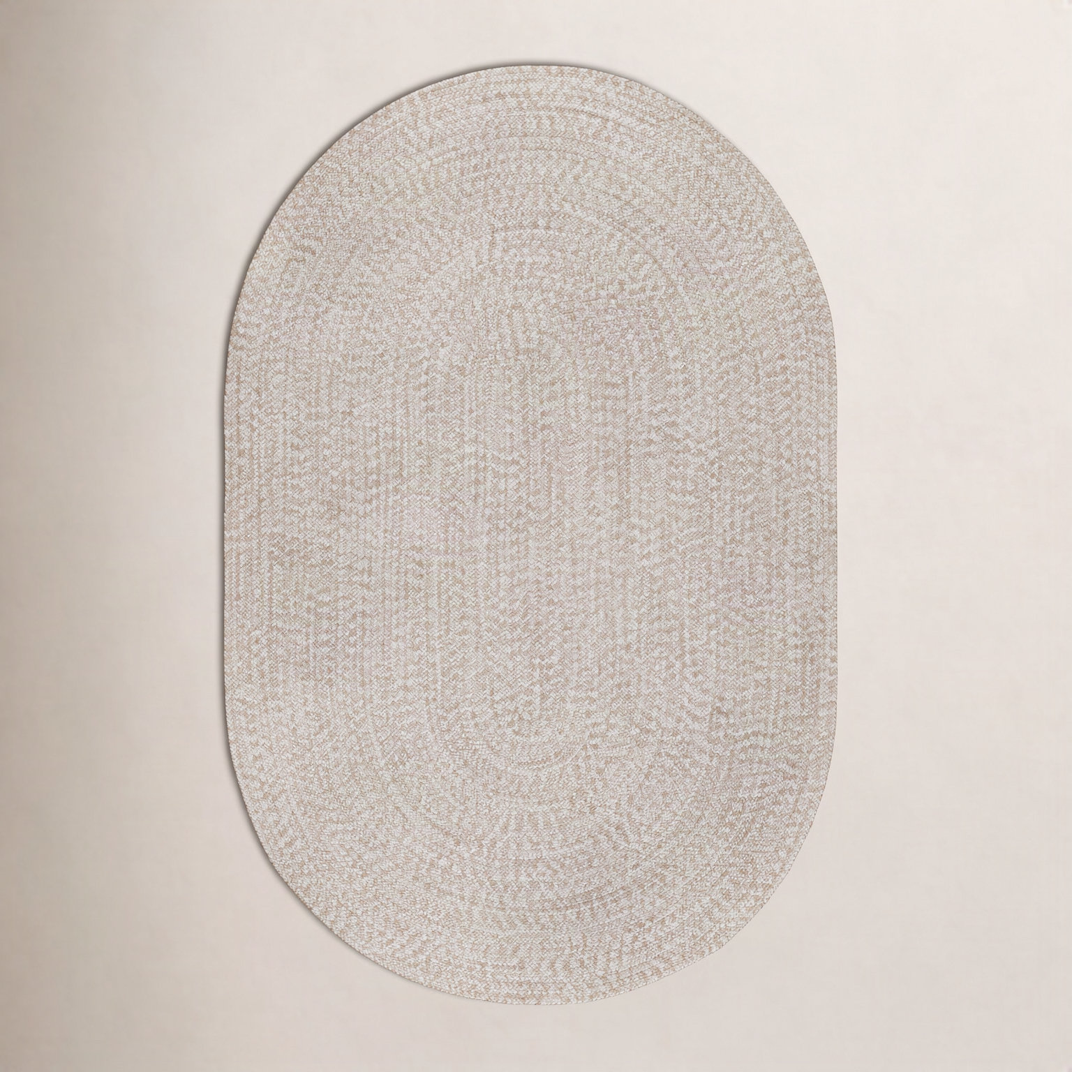 Leroux Beige Outdoor Rug, Oval 5' x 7'6"