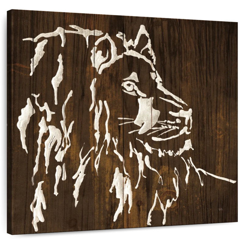 Crowle Lion On Dark Wood, 16" H x 16" W