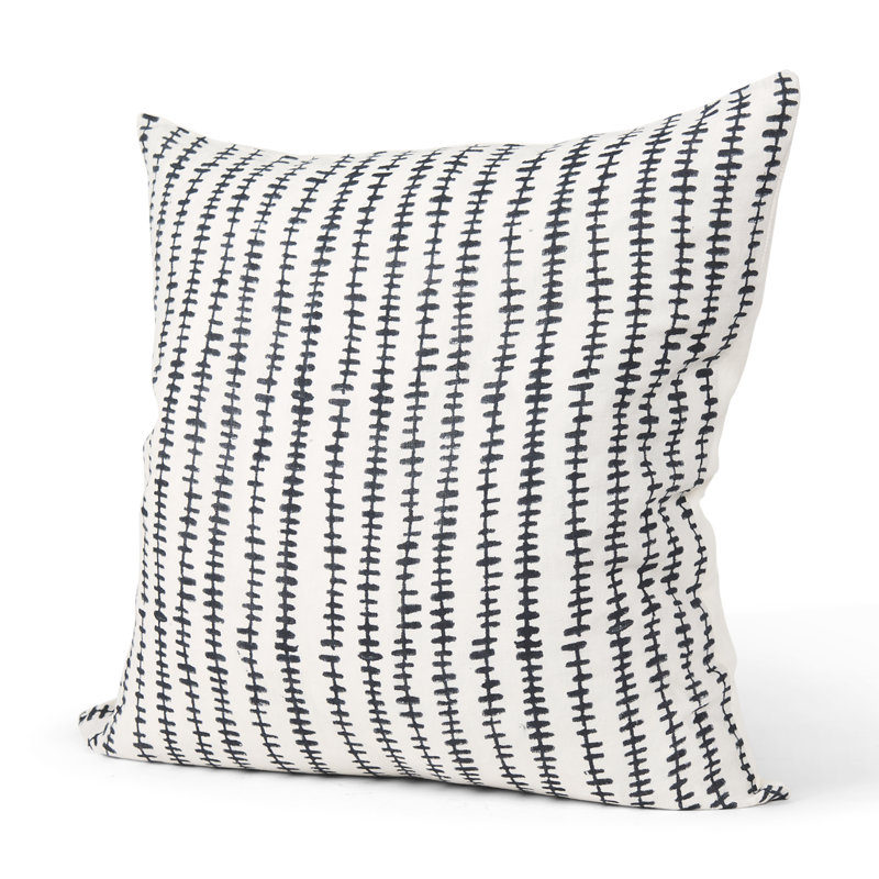 Housse de coussin en lin, Crème / Noir