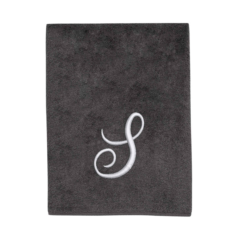Winston Porter Granite/Silver Script Monogram Bath Towel Letter S