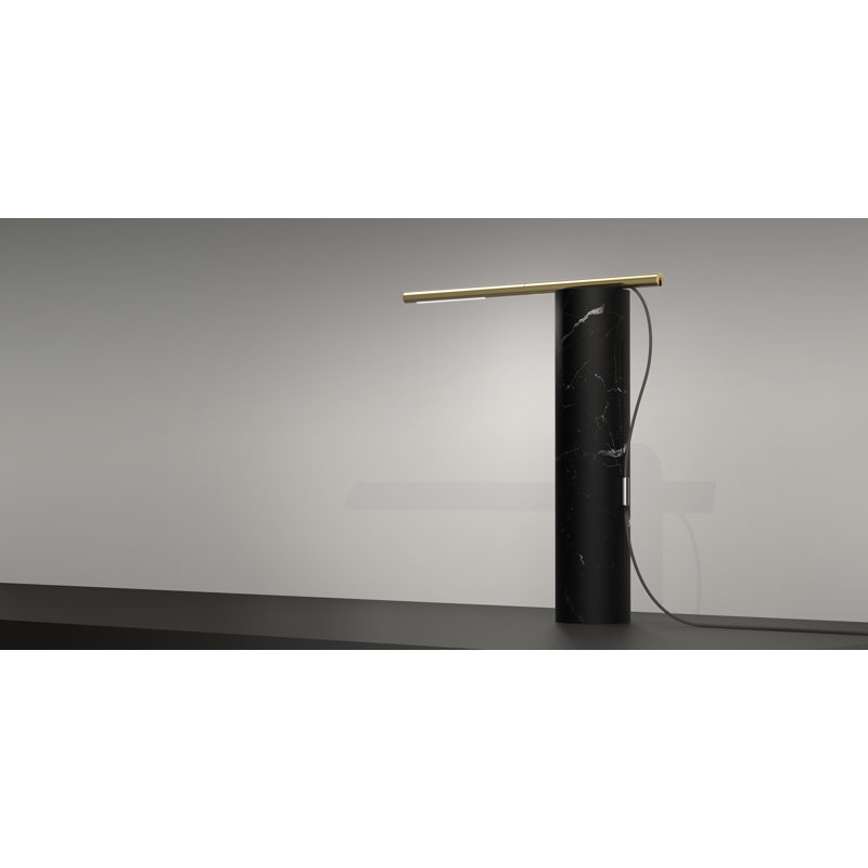 13" Table Lamp, Black Marquina/Brass