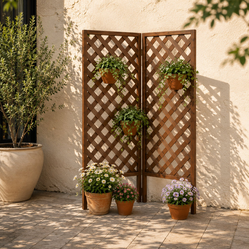 182.9cm H x 61cm W Wood Lattice Panel Trellis, Dark Brown