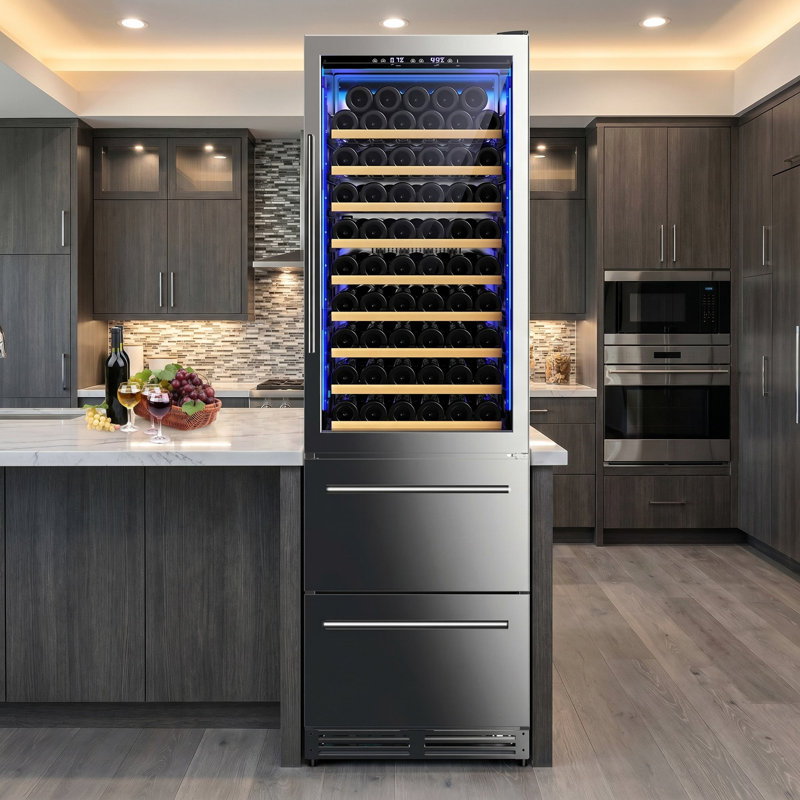 24 Inch 2 IN 1 Dual Zone Wine And Beverage Refrigerator, Built-in or Freestanding Wine Cooler