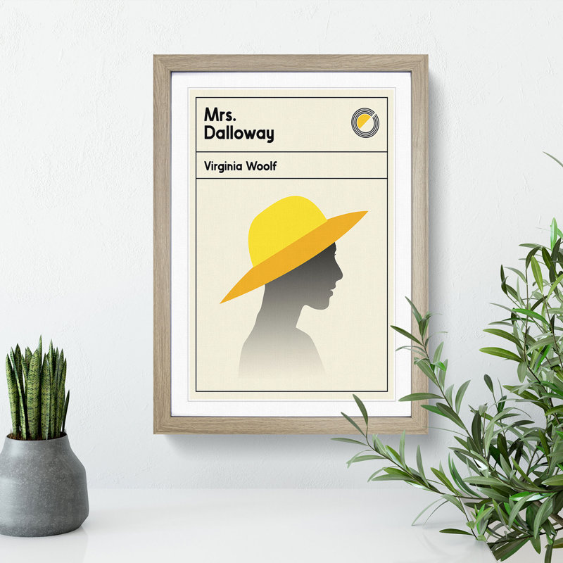 Book Cover Mrs Dalloway Virginia Wolf - Picture Frame Graphic Art, 36cm H x 27cm W x 2cm D, Oak