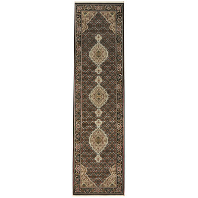 Tapis de couloir brun en Tapis décoratif laine de conception unique 2 pi 8 po x 10 pi 2 po Defonta noué à la main