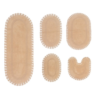 Crochet Absorbent Cotton Soft Reversible Bath Rug Set