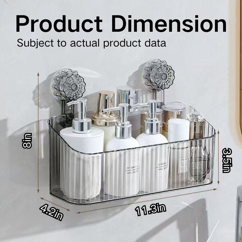 Organisateur de douche à ventouse pour salle de bain Clear, Gris