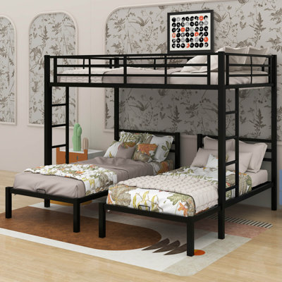 Aleksis Full over Twin&Twin Size Bunk Bed with Built-in Shelf -  Isabelle & Maxâ¢, 18D898CE32354173ADD6356EE2C3DB69